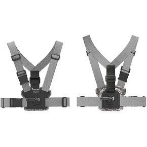 Chest Strap Mount, Front & Back Video Angle Harness Wearing Belt Mount for GoPro Max Hero 12 11 10 9 8 7 6 5 Black Session, Insta360 One R One X2, DJI Osmo Action 2 Camera Accessories