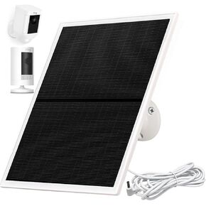 Solar Panel Charger for Ring Camera,10W Solar Charger Compatible with Ring Stick Up Cam Battery and Ring Spotlight Cam Battery,Not for Spotlight Plus/Pro, Barrel DC3.5mm Plug (White)