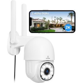 2K Security Camera Outdoor No Monthly Fee, 2.4G/5G WiFi 4MP Surveillance Cameras, Ai Human Detection, Auto-tracking, Two-way Audio, IP66 Waterproof, Color Night Vision, Multiuser Sharing