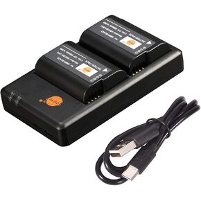 DSTE Replacement for 2X DMW-BLK22 Battery + Rapid Dual Charger with Micro USB Cable Compatible with Panasonic Lumix DC-G9 II DC-S5 II DC-S5 IIX DC-S5K DC-S5GK GH5II GH5M2 GH6