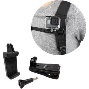 JINGXIN Backpack Strap Mount for gopro,360 Rotary Shoulder Hat Quick Clip Mounts,Compatible with Hero 12, 11, 10, 9, 8, 7, 6, 5, 4, Session, 3+, 3, 2, 1,DJI and Similar Action Camera