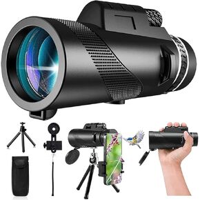 80x100 Monocular-Telescope High Powered for Smartphone Monoculars for Adults High Definition for Travel Camping Hiking Stargazing Hunting Wildlife Bird Watching