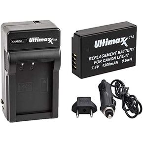 Ultimaxx LP-E17 Battery and Battery Charger for Canon EOS M6 Mark II, Rebel T6i, T6s, T7i, T8i, Rebel SL2, SL3, EOS RP, EOS 77D, EOS 750D, EOS 760D, EOS 8000D, KISS X8i Cameras