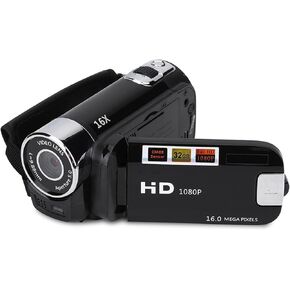 Pwshymi Full HD، كاميرا فيديو رقمية عالية الوضوح 16X كاميرا فيديو DV مع ميزة الدوران، مثالية لالتقاط لحظات لا تنسى (أسود أمريكي) in Kuwait