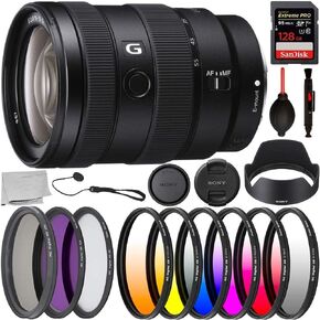 Sony E 16-55mm f2.8 G Lens with 7pc Accessory Bundle: Bundle Includes – SanDisk 128GB Extreme Pro Memory Card, 6pc Graduated Color Filter Kit, 3pc Filter Kit(UV,CPL,FLD), and More