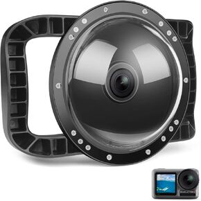 D&F Dome Port for DJI OSMO Action Camera 1, Dual Handheld Dome Lens Built-in 45m/147ft Waterproof Housing Case Equip with High Clear Dome Lens/Trigger Buttun/Water-Line