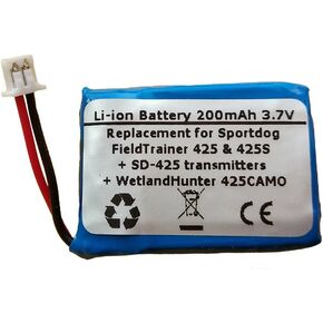 3.7V 200mAh Replacement Battery for SportDOG FieldTrainer 425 SD-425S FT-125 FT-125W Transmitters, SR-225 SR-225S SR-225W SportHunter 825 SD-825 Receiver, SAC54-13735, SAC54-13734
