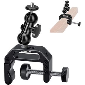 Camera Clamp Mount C Clamp with Magic Arm - Perfect for Fence, Desk, Tripod, Monitor, Light, GoPro, Insta360, DSLR - Essential Tool for Outdoor Projects, Broadcasting, Photography