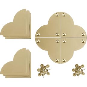 Dritz Home 44793-35 Campaign Hardware Large Smooth Quatrefoil Corner, Brass (3-Pack)