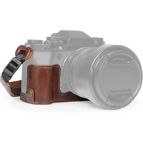 MegaGear Ever Ready Genuine Leather Half Camera Case Compatible with Fujifilm X-T5 (Black)