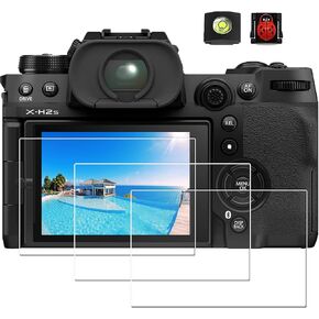 PCTC X-H2S Screen Protector Fit for Fujifilm X-H2S, 3 Packs Tempered Glass Protector Film for Fuji X-H2S, 0.3MM 9H Against-Scrach Against-Fingerprint Against-Bubble Against-Water