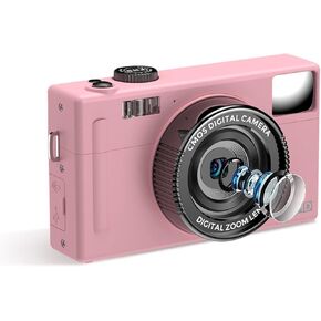 1080P Compact Digital Camera 48MP 3.0 Inch LCD Screen Auto Focus 16x Digital Zoom Anti Shake Smile Capture, Beauty Built-in Flash Battery Selfie Mirror Kids Teen Friends
