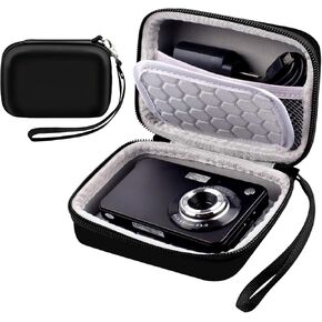 حافظة كاميرا رقمية متوافقة مع Kodak PixPro/Canon PowerShot/Sony DSC، حقيبة حمل واقية للكاميرا ذات هيكل صلب للكابل، بطاقة SD (أسود)