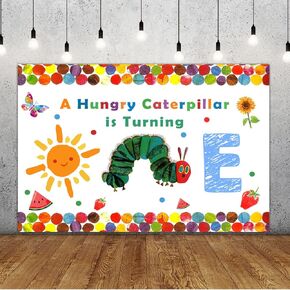 Lofaris A Hungry Caterpillar is Turning One Happy Birthday Backdrop Sunshine Photocall Cartoon Caterpillar 1st Birthday Party Background Butterfly 5x3ft