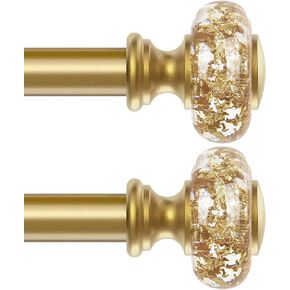 Gold Curtain Rods for Windows 32-72 Inch: 1 Inch Adjustable Acrylic Drapery Rod with Translucent Gold Foil Finials- Single Decorative Curtain Rod for Bedroom & Bathroom in Kuwait