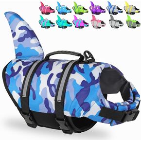 Fragralley Dog Life Jacket Shark, Dog Life Vest Adjustable Ripstop, Dog Swimming Safety Vest with Superior Buoyancy & Rescue Handle for Small Medium Large Dogs, Swim, Pool, Beach, Boating in Kuwait