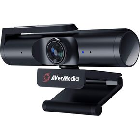 AVerMedia Live Streamer CAM 513-4K 30 fps UHD, Ultra Wide Angle Webcam with Fixed-Focus Glass Lens, for Indoor Lighting, works with OBS, Zoom, Black