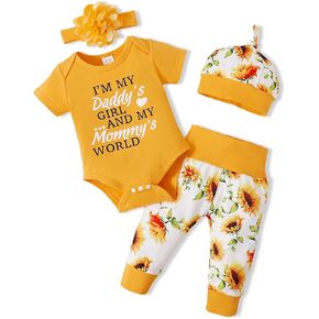 Rosibel Newborn Baby Girl Clothes，Infant Girl Outfits Set Ruffle Romper Pants+ Headband 3psc Summer