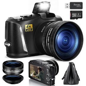 4K Digital Cameras for Photography and Video with Autofocus 16X Digital Zoom