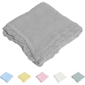 TRENDSTITCH 100% Cotton Baby Blanket Knit Soft Warm Lace Toddler Newborn Nursery Blanket,30 x 40 Inches, Light Pink