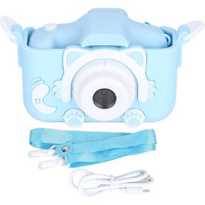 Children Mini Camera, 12MP ABS Silicone Mini Cartoon Kitty Digital Camera Toy with Double Camera for Kids ()