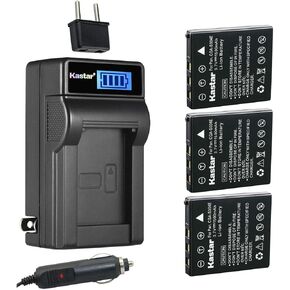 Kastar 3-Pack Battery and LCD AC Charger Compatible with Panasonic DMW-BCB7, CGA-S004, CGA-S004A, CGA-S004A/1B, CGA-S004E/1B Battery, DE-992a Charger, Panasonic Lumix DMC-FX2, Lumix DMC-FX7 Camera