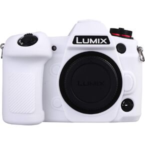 Camera Case for Panasonic LUMIX G9 - Protective Silicone DSLR Skin Cover, Detachable Cage, Shockproof, Dustproof (White)