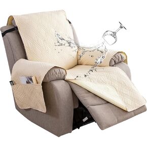 Genina Waterproof Recliner Sofa Cover 3 Seat Non-Slip, Reclining Sofa Cover for 3 Cushion Couch, Furniture Protector Couch Cover with Elastic Straps for Pets, Dogs (Chocolate, Recliner Sofa)