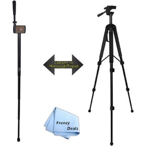 68" Inch Elite Series Professional Heavy Duty Convertible Tripod/Monopod for All DSLR Cameras & Camcorders + Frenzy Deals Microfiber Cloth