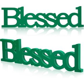 Blessed Letter Table Sign Blessed Standing Letter Table Sign Rustic Wooden Home Signs Decor for Valentine's Day Wedding Graduation Party Baby Shower First Communion Christening Decorations (Red)