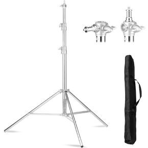 Selens 9.2ft/2.8m Heavy Duty Light Stand, Spring Cushioned Stainless Steel Light Stand with Carry Bag, for Photography Softbox, Strobe, LED Video Light, Max Load 22lbs