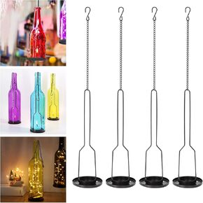 AceList 6 pakes Wrought Iron Hanging Candelabra, Matte Black Finish Decorative Candle Holder for DIY Lighting Wine Bottle Jar Perfect DIY Birthday Gift Party Lantern Lamp Garden Porch