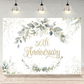 Happy 50th Anniversary Backdrop Greenery Cheers to Wedding Anniversary Bridal Shower Miss to Mrs Photography Background Party Decorations Banner Supplies Favors Photo Booth Props 7x5ft