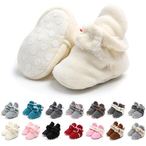EDOTON للجنسين الوليد الطفل الجوارب طفل الفتيات شريط الأحذية باطن لينة الرضع شتاء دافئ الصوف الجوارب الدافئة الأحذية 0-18 أشهر in Kuwait