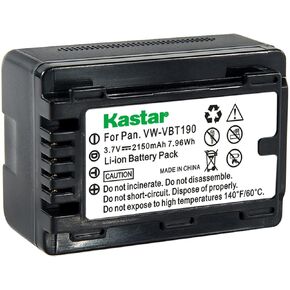 Kastar 1-Pack Battery VW-VBT190 Replacement for Panasonic HC-V160, HC-V160K, HC-V160GK, HC-V180, HC-V180K, HC-V180GK, HC-V201, HC-V201K, HC-V210, HC-V210M, HC-V210GK, HC-V210MGK, HC-V230M Camera