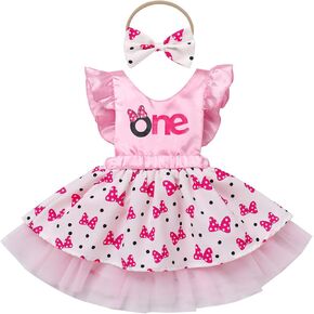 Toddler Baby Girl Farm Cow 1st Birthday Outfit Cow Print Dress with Headband Cake Smash Photo Shoot Clothes Set