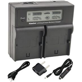Kastar LCD Dual Smart Fast Charger for Sony NP-FV70, NP-FH70, FV70, FH70 and FDR-AX53, HDR-CX675, HDR-CX455, HDR-CX900, TD30V, HDR-PV710V, HDR-PJ670, HDR-PJ810, HDR-TD30V, FDR-AX33, FDR-AX100