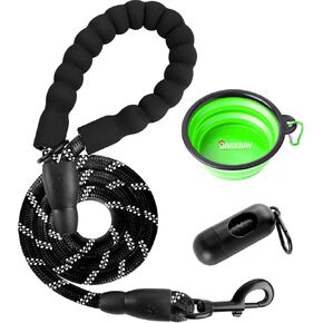 BARKBAY Rope leashes - Heavy Duty, Comfortable Padded Handle and Highly Reflective Threads 5 FT for Small Medium Large Dogs(Pink)
