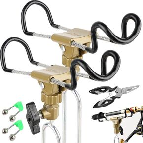 Rod Holder Fishing Pole Holder with Fishing Rod Alarm Bells,Universal Adjustable Gold Fishing Rod Holder Hand and Sea Dual-Purpose Ground Plug Holder Long Rod Holder for Bank Fishing