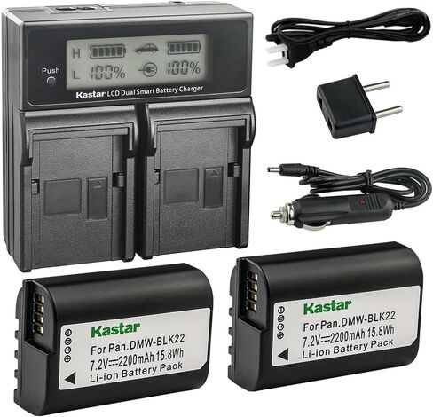 Kastar DMW-BLK22 AC LCD Dual Fast Charger Compatible with Panasonic Lumix GH5 II Mirrorless Digital Camera, Panasonic Lumix GH6 Mirrorless Digital Camera in Saudi Arabia