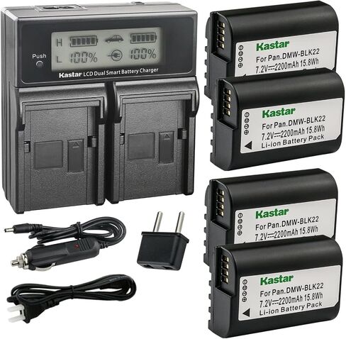Kastar DMW-BLK22 AC LCD Dual Fast Charger Compatible with Panasonic Lumix GH5 II Mirrorless Digital Camera, Panasonic Lumix GH6 Mirrorless Digital Camera in Saudi Arabia