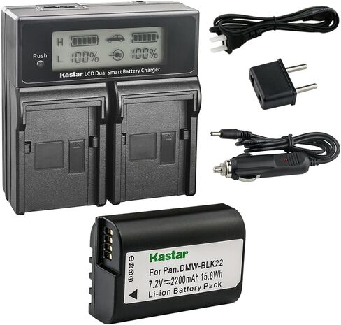 Kastar DMW-BLK22 AC LCD Dual Fast Charger Compatible with Panasonic Lumix GH5 II Mirrorless Digital Camera, Panasonic Lumix GH6 Mirrorless Digital Camera in Saudi Arabia