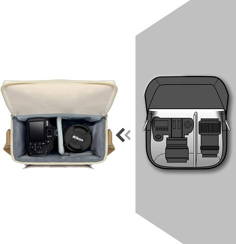 حقيبة كاميرا لكاميرات DSLR، حقيبة ظهر قماشية صغيرة، سعة كبيرة، أسود (كاكي، صغير) in Kuwait