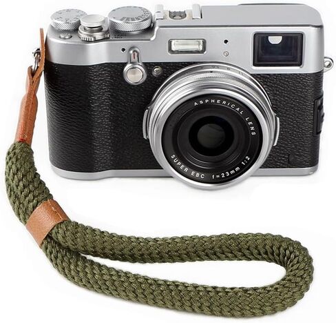 حزام معصم للكاميرا مصنوع من القطن الناعم متوافق مع Fujifilm X-T5 X-T30 X-T20 X-T4 X-T3 X100V X100F Sony A6000 A6100 A6300 A6400 A6500 A6600 A6700 والمزيد من الكاميرات بدون مرايا - أخضر in Saudi Arabia