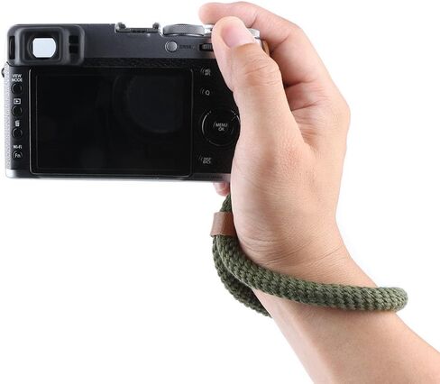 حزام معصم للكاميرا مصنوع من القطن الناعم متوافق مع Fujifilm X-T5 X-T30 X-T20 X-T4 X-T3 X100V X100F Sony A6000 A6100 A6300 A6400 A6500 A6600 A6700 والمزيد من الكاميرات بدون مرايا - أخضر in Saudi Arabia