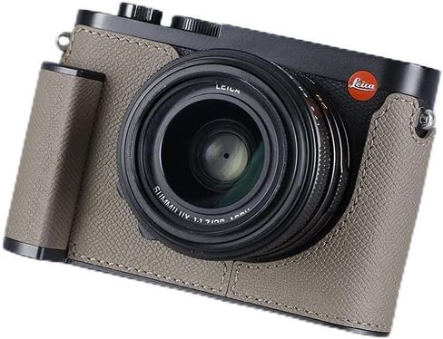 Camera Half Case for Leica Q2, Vintage Metal Genuine Leather Camera Protective Cases Stylish Portable Shockproof (Black) in Saudi Arabia