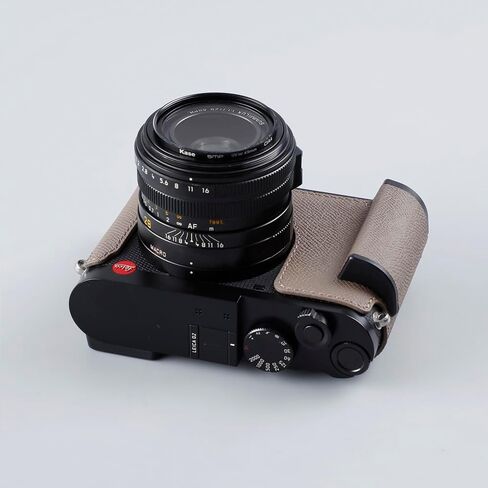 Camera Half Case for Leica Q2, Vintage Metal Genuine Leather Camera Protective Cases Stylish Portable Shockproof (Black) in Saudi Arabia