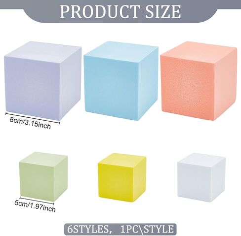 6 Pcs Photography Props Cube Foam Geometry Product Photography Posing Props Solid Blocks Square Concrete Block Photography Props for Jewelry Cosmetics Shooting Accessories in Saudi Arabia