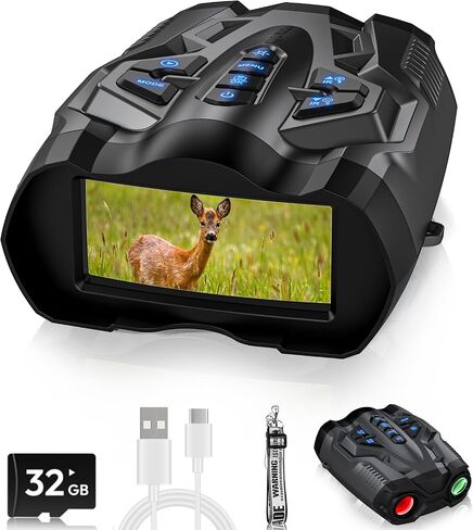 4K Night Vision Goggles,BUSHBINOC Night Vision Binoculars for Adults,10X Digital NightVision, 9 Gear Infrared with 32GB TF Card,4000mAh Battery, 3.5" HD Screen Binoculars black in Saudi Arabia