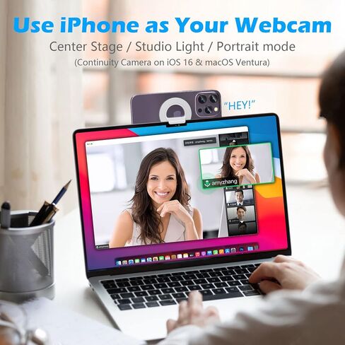حامل كاميرا متواصل من imluckies، لجهاز MacBook Pro Air، حامل كاميرا ويب مغناطيسي متوافق مع حافظات MagSafe iPhone MacBook، حامل هاتف الكمبيوتر المحمول لنظام iOS 16 وmacOS Ventura، يعمل مع عرض المكتب in Kuwait